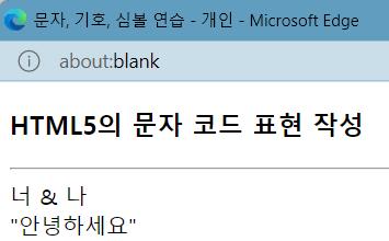 HTML5의 문자 코드 표현 작성 연습