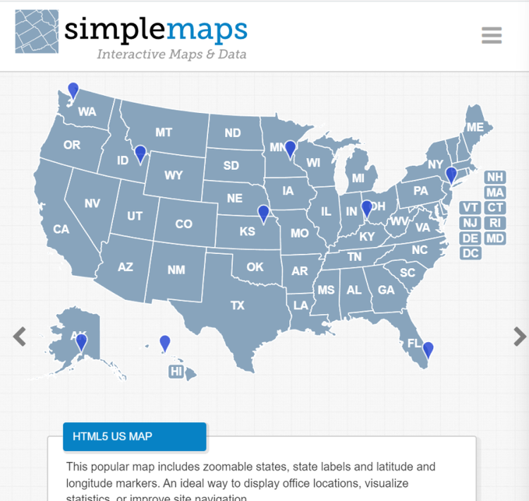 당신의 웹사이트에 지도 및 지리 정보를 활용해 넣고 싶다면? "simplemaps"에 들어가 보세요!